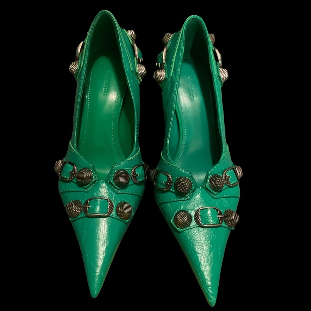 Balenciaga Agneau Arena Cagole Pumps Green Size 7 Made in Italy - Picture 5 of 15